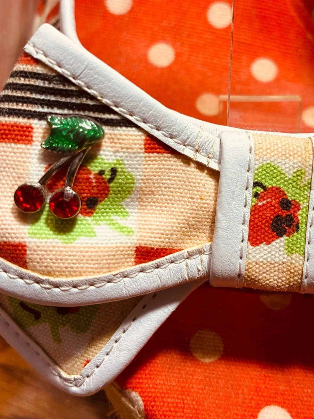 Y2K Vintage Betseyville Cherry Print Bow Slingback Espadrille Wedges Size 8.5